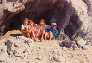 Childhood friends in a cave in the Gay Head Cliffs