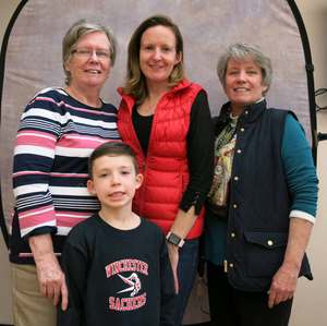 Mary Dooley Johnson, Meredith Johnson Blair, Laura Dooley, and Joseph Blair at the Winchester Mass. Memories Road Show