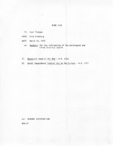 Memo #130, Numbers: for the information of the Washington and Fifth District Staffs