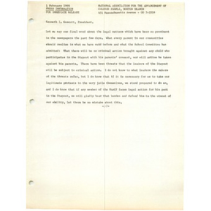 Press release, February 1, 1964.