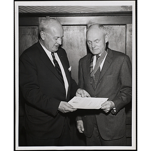 "Arthur T. Burger, National Awards Committee (left), making the presentation to Henry M. Bliss (right)"