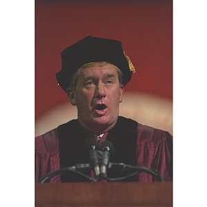 William F. Weld, former Governor of Massachusetts 1991-1997, delivering speech at commencement