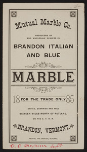 Mutual Marble Co., Brandon, Vermont, 1885