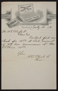 Letterhead for H.C. Tack Co., manufacturers of tacks and fine nails, Cleveland, Ohio, dated July 13, 1888