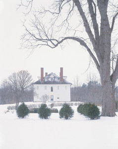 Exterior in snow, Hamilton House, South Berwick, Maine