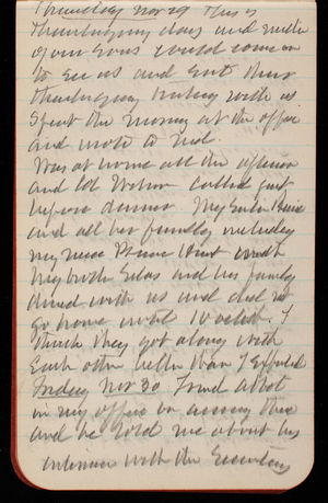 Thomas Lincoln Casey Notebook, November 1888-January 1889, 30, Thursday Nov 29 This is