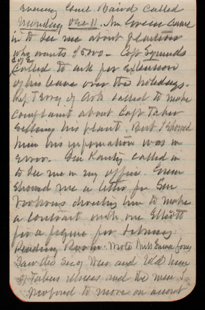 Thomas Lincoln Casey Notebook, November 1893-February 1894, 22, evening Genl Baird called