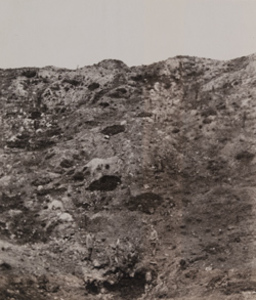 French soldier and a civilian standing in a crater, Vimy Ridge