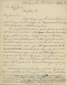 Letter from Benjamin Smith Lyman to Thomas D. Jones