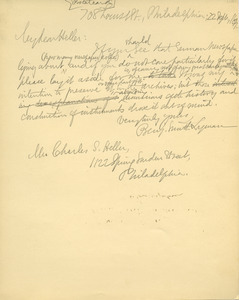 Letter from Benjamin Smith Lyman to Charles S. Heller