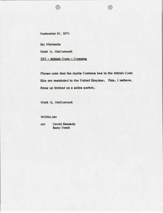 Memorandum from Mark H. McCormack to Jay Michaels