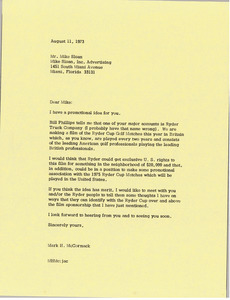 Letter from Mark H. McCormack to Mike Sloan