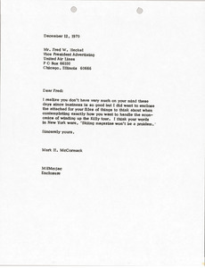 Letter from Mark H. McCormack to Fred W. Heckel