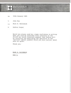 Memorandum from Mark H. McCormack to John Nay