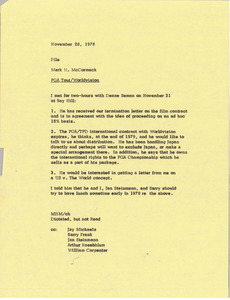 Memorandum from Mark H. McCormack to file