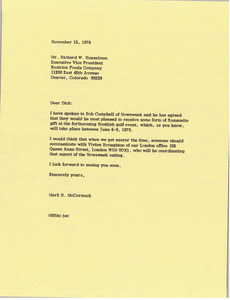 Letter from Mark H. McCormack to Richard W. Hanselman