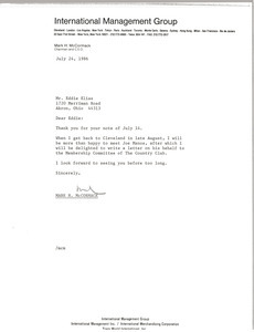 Letter from Mark H. McCormack to Eddie Elias