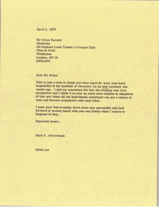 Letter from Mark H. McCormack to Brian Burnett