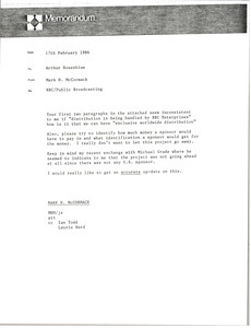 Memorandum from Mark H. McCormack to Arthur Rosenblum