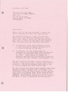 Letter from Mark H. McCormack to Pierre Alain Blum