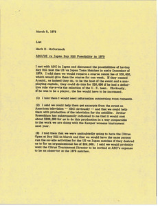 Memorandum from Mark H. McCormack to list