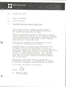 Memorandum from Erik van Dillen to Mark H. McCormack