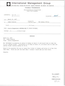 Fax from Laurie Roggenburk to James Erskine