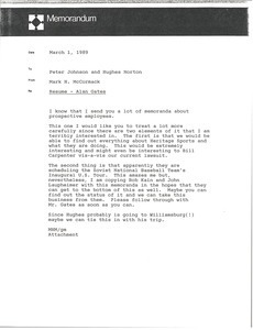 Memorandum from Mark H. McCormack to Peter Johnson and Hughes Norton