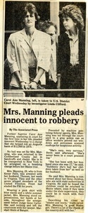 Mrs. Manning pleads innocent to robbery