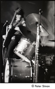 Jeff Beck Group performing at the Boston Tea Party: Ron Wood (bass) and drum kit