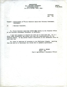 Memorandum from Arthur M. Howard to American Consulate on Victor Heinrich Lanza