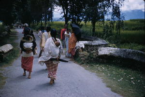 Women with children going to market