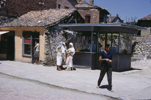 Waiting at Struga bus stop