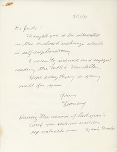 Letter from Leonard Roy Frank to Judi Chamberlin