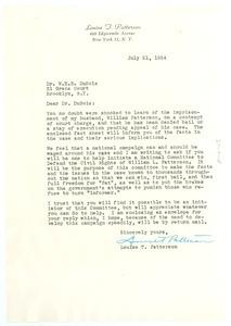 Letter from Louise T. Patterson to W. E. B. Du Bois