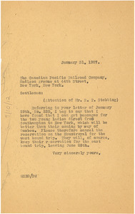 Letter from W. E. B. Du Bois to Canadian Pacific Railway Company