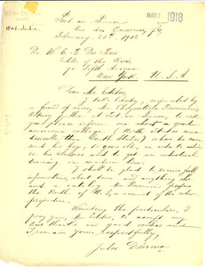 Letter from Jules Devieux to W. E. B. Du Bois