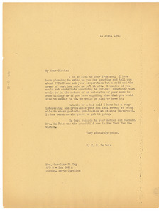 Letter from W. E. B. Du Bois to Caroline B. Day