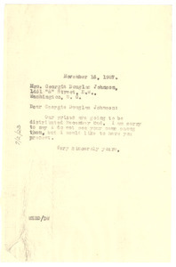 Letter from W. E. B. Du Bois to Georgia Douglas Johnson