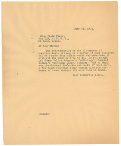 Letter from W. E. B. Du Bois to Viola Pharr