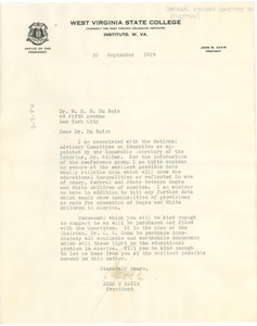 Letter from National Advisory Committee on Education to W. E. B. Du Bois