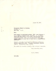 Letter from W. E. B. Du Bois to Brooklyn Postmaster