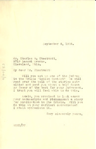 Letter from W. E. B. Du Bois to Charles W. Chesnutt