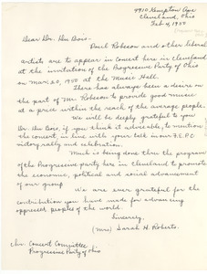 Letter from Progressive Party of Ohio to W. E. B. Du Bois