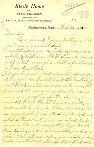 Letter from A. S. Steele to W. E. B. Du Bois