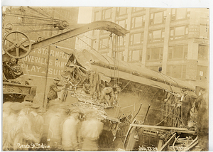 Beach Street Station accident, view from tracks of wrecked car