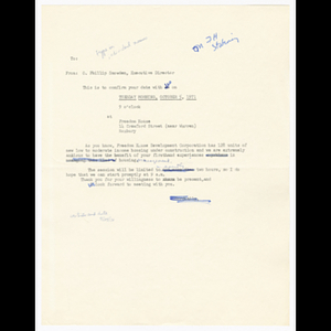 Draft of memorandum from O. Phillip Snowden about meeting on October 5, 1971
