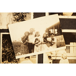 Black and white family photos in album