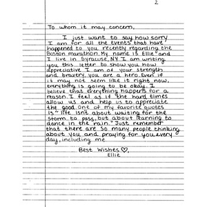 Letter from a student at Christian Brothers Academy (Syracuse, New York)