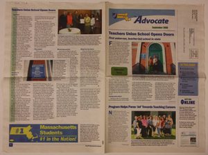'AFT Mass Advocate' article about the opening of the BTU school